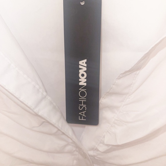 Fashion Nova Cashin’ Out Poplin Bodysuit- White - Picture 7 of 9